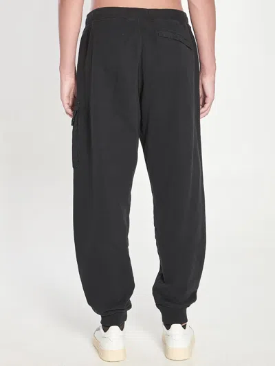 Stone Island Cargo Cotton Joggers Elastic Waistband In Gray