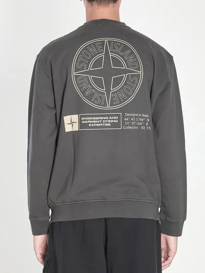 Stone Island Sweatshirt With Industrial Flow Print In Gray
