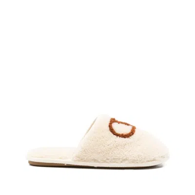 Valentino Logo-embroidered Slippers In White