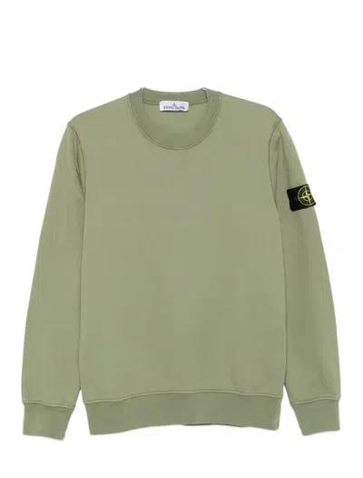Stone Island Logo-patch Crew Neck Sweatshirt In Green