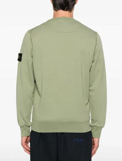 Stone Island Logo-patch Crew Neck Sweatshirt In Green