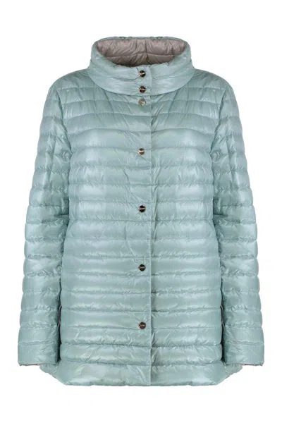 Herno A-shape Techno-nylon Down Jacket In Green