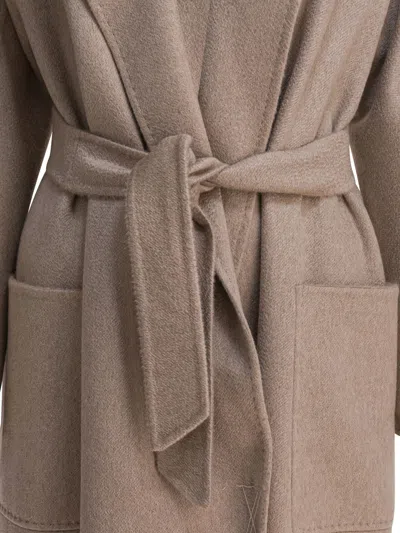 Max Mara Beige Cashmere Coat In Gray