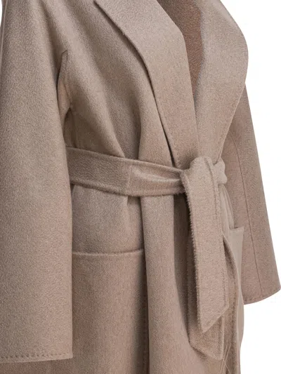 Max Mara Beige Cashmere Coat In Gray
