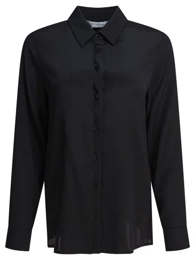 Max Mara Relaxed Fit Black Silk-elastane Blend Shirt In Black