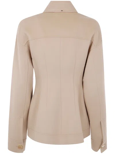 Sportmax Button-fastening Flap-pocket Jacket In Neutral