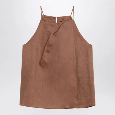 Max Mara Studio Tobacco-coloured Gauze Top