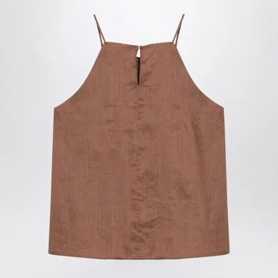 Max Mara Studio Tobacco-coloured Gauze Top