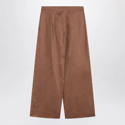 Max Mara Studio Trousers In Gauze Tobacco Color In Brown