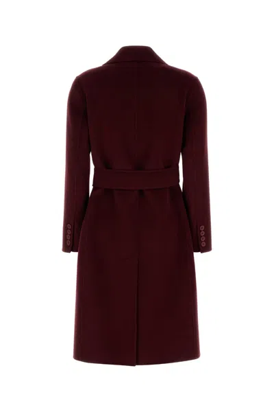 Max Mara Studio Burgundy Cashmere And Wool Canneti Coat