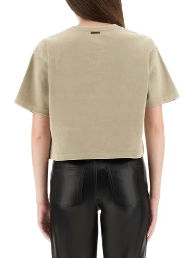Michael Michael Kors Michael By Michael Kors Sage Green Cotton Blend T-shirt In Neutral