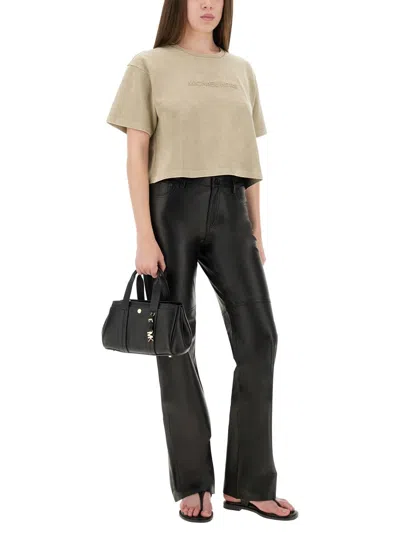 Michael Michael Kors Michael By Michael Kors Sage Green Cotton Blend T-shirt In Neutral