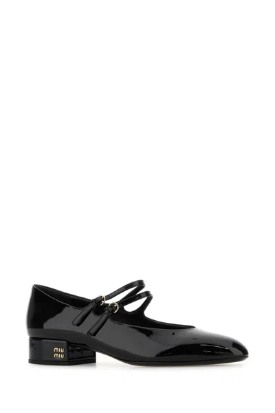 Miu Miu Patent Leather Slingback Pumps With Buckles