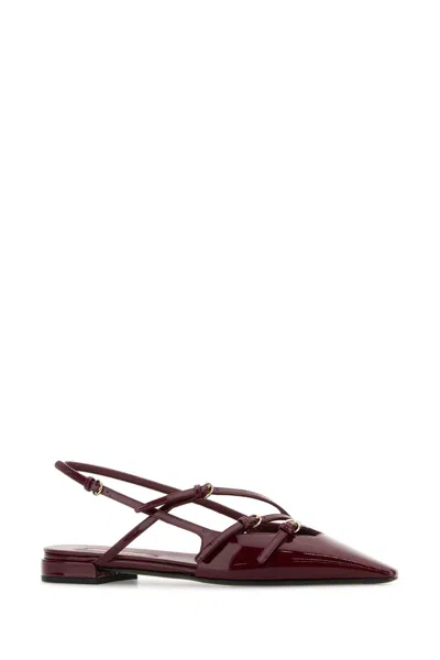 Miu Miu Maroon Leather Ballet Flats In Red