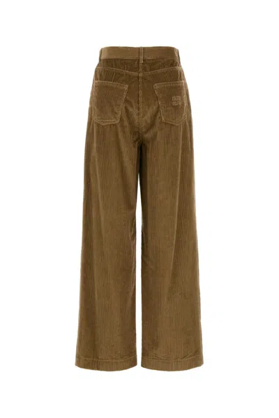 Miu Miu Wide Leg Corduroy Trousers With Belt Loops