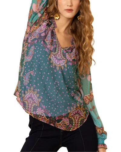 Hale Bob Sabrina V-neck Silk Blouse
