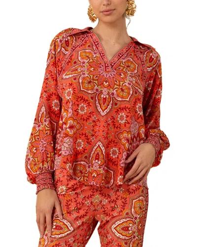 Hale Bob Braelynn Silk Top In Orange