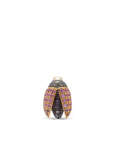 Bibi Van Der Velden 18k Yellow Gold Mini Scarab Diamond And Sapphire Earrings In Gold