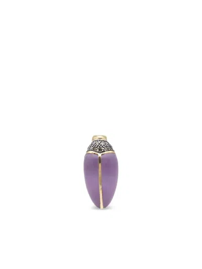 Bibi Van Der Velden 18k Yellow Gold Mini Scarab Diamond And Amethyst Earrings