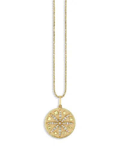 Sydney Evan 14k Yellow Gold Small Sand Dollar Diamond Pendant Charm In Gold