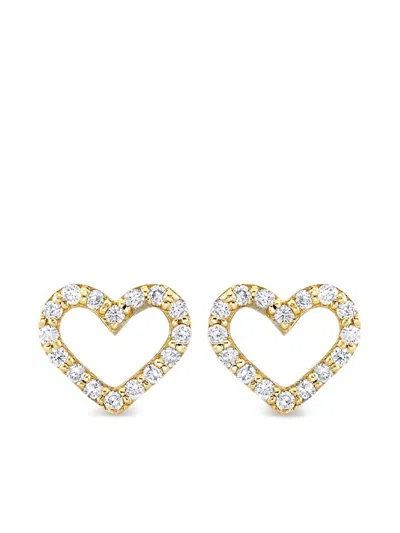 Sydney Evan 14k Yellow Gold Open Heart Diamond Stud Earrings