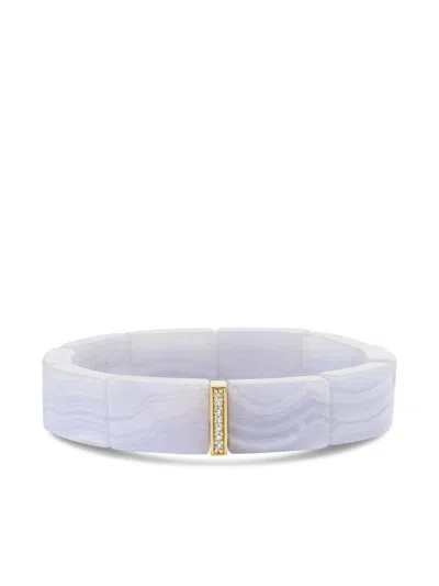 Sydney Evan 14k Yellow Gold Small Single Row Aquamarine And Diamond Bracelet In Gold