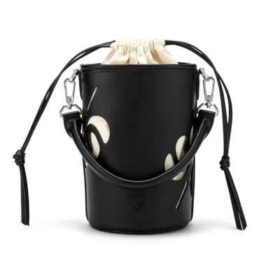 Veganologie Women's Bucket Bag In Black Made With Two Bamboo Stems