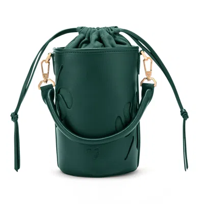 Veganologie Women's Bucket Bag In Green Made With Two Bamboo Stems