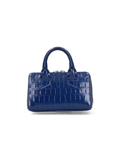 Attico Friday Crocodile-effect Top-handle Mini Bag In Blue