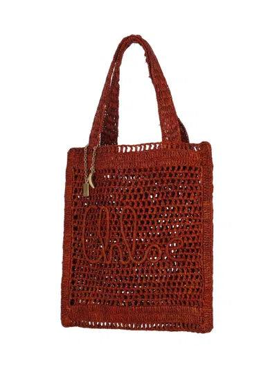 Chloé Clay Brown Raffia Summer Banana Tote Bag