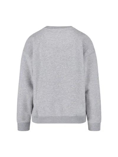 Anine Bing Grey Crew Neck Sweatshirt With Bold Lettering