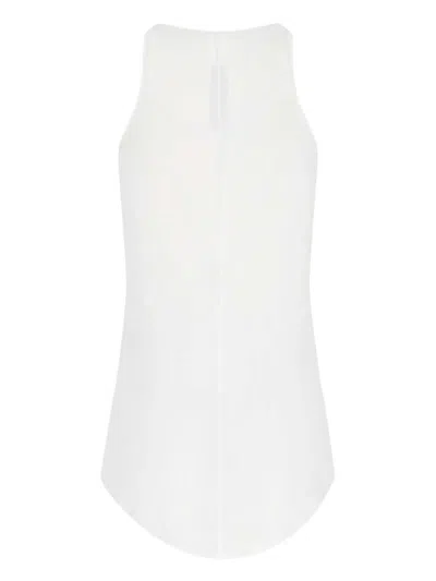 Rick Owens Top With Curved Hem And Ribbed Sleeves In White