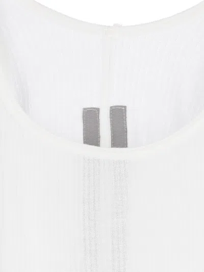 Rick Owens Top With Curved Hem And Ribbed Sleeves In White
