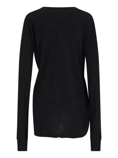 Rick Owens V-neckline Long Sleeves Asymmetric Hem Soft Texture