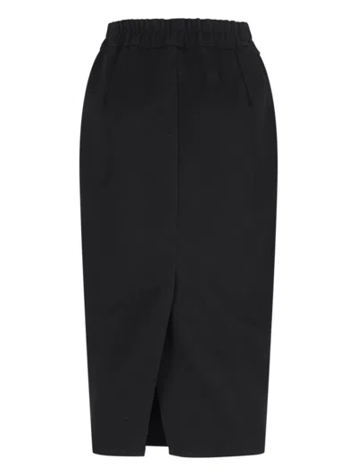 Rick Owens Black Concordians Zipped Short Pillar Midi Skirt