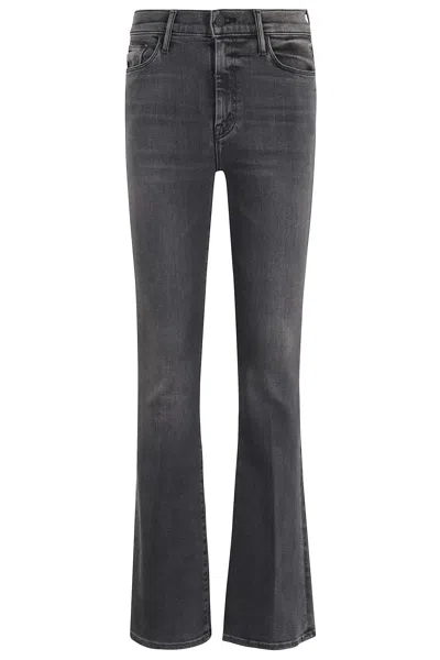 Mother Flared Leg Trousers Contrast Stitching In Black