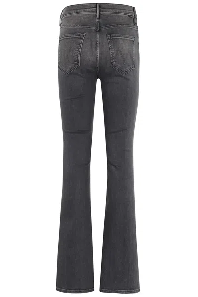 Mother Flared Leg Trousers Contrast Stitching In Black