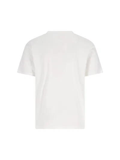 C.p. Company White T-shirt With Vertical Logo Printed On The Front In Cotton Man