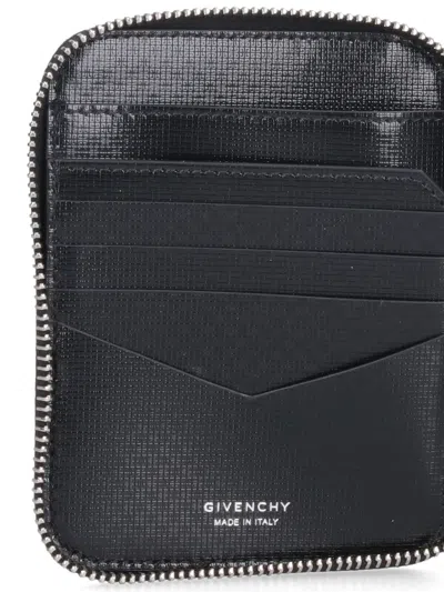 Givenchy Slim Textured Compact Wallets In Black