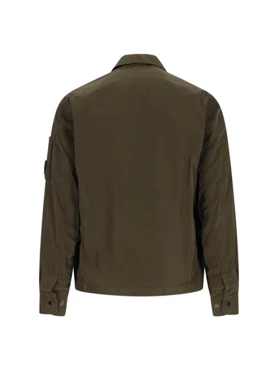 C.p. Company Logo Shirt Jacket - Green In Brown