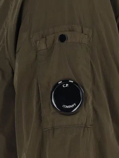 C.p. Company Logo Shirt Jacket - Green In Brown