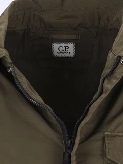 C.p. Company Logo Shirt Jacket - Green In Brown