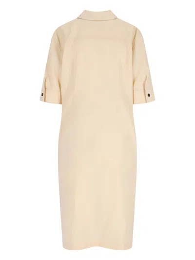Jil Sander Short Sleeves Knee Length Dress In Neutral