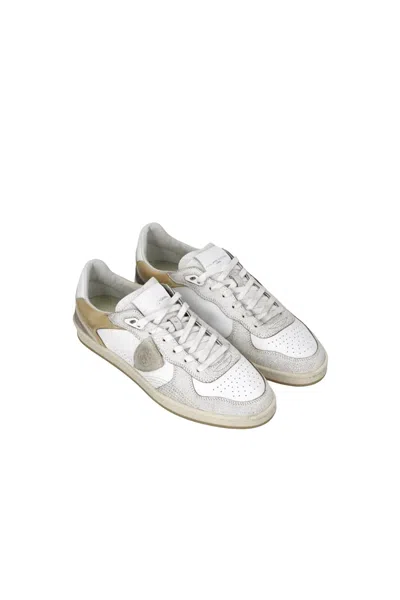 Philippe Model Veau Crackle Blanc Sable Sneakers
