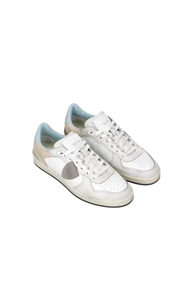 Philippe Model Veau Crackle Blanc Ciel Sneakers