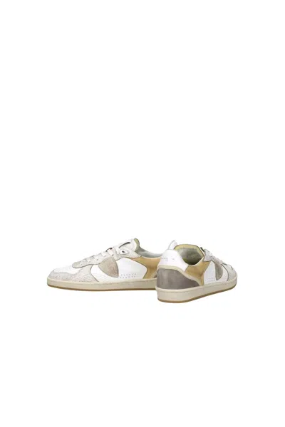 Philippe Model Veau Crackle Blanc Sable Sneakers