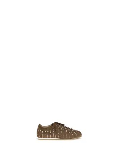 Mach &amp; Mach Brown Suede Crystal Ray Ballet Runner (1