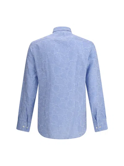 Etro Shirt Jacquard Collar Button-down In Blue