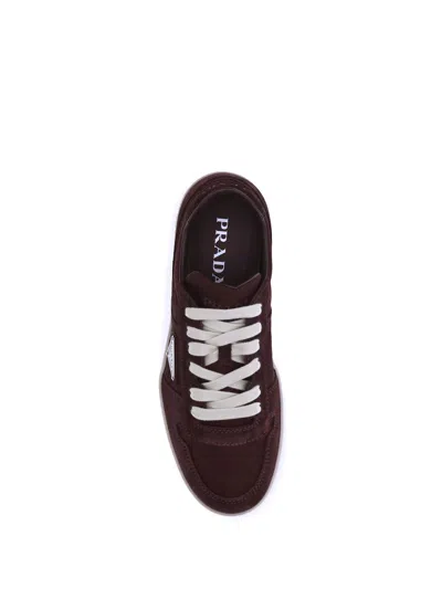 Prada Men Suede Leather Sneakers In Brown