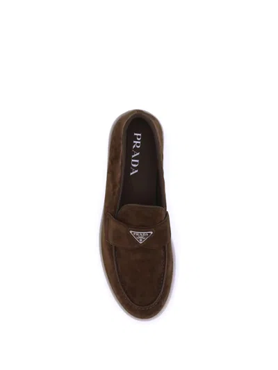 Prada Suede Loafers With Round Toe Design